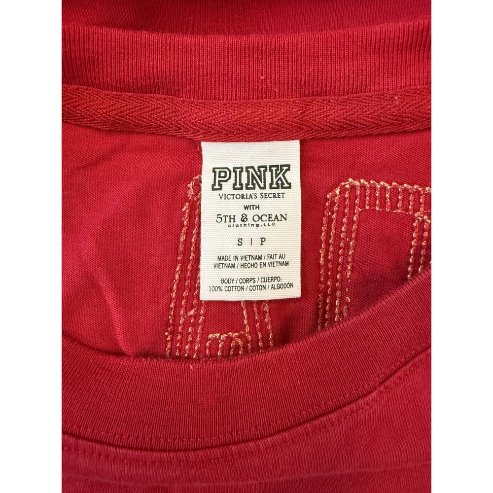 PINK Victoria's Secret FSU Spirit Jersey Women Small Red Sequin Logo - Picture 3 of 5